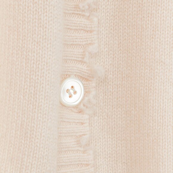 Allude Cream Wool & Cashmere Distressed V-Neck Cardigan - Picture 7 of 10